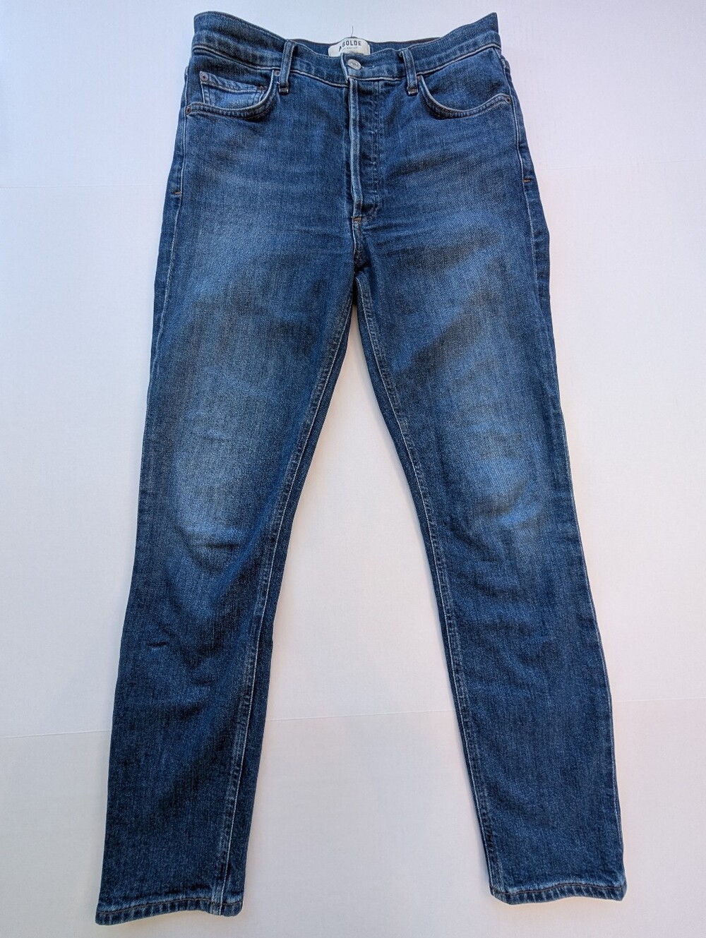 Agolde Nico Slim Straight Jeans in Dark Blue Denim (Fixation) - Picture 2 of 13